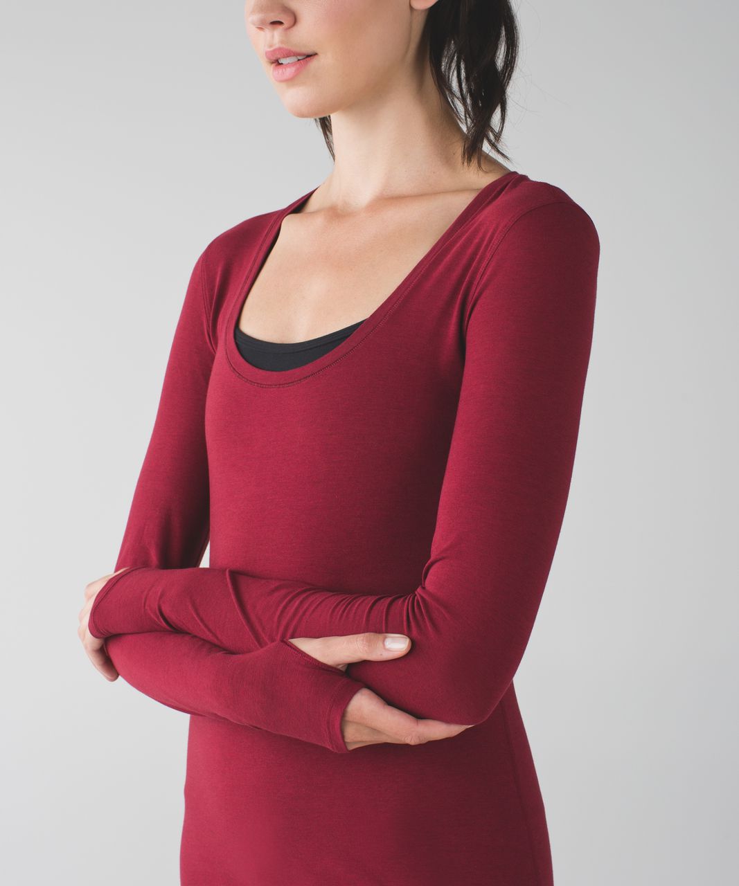 Lululemon Anahatasana Long Sleeve Tee - Heathered Cranberry