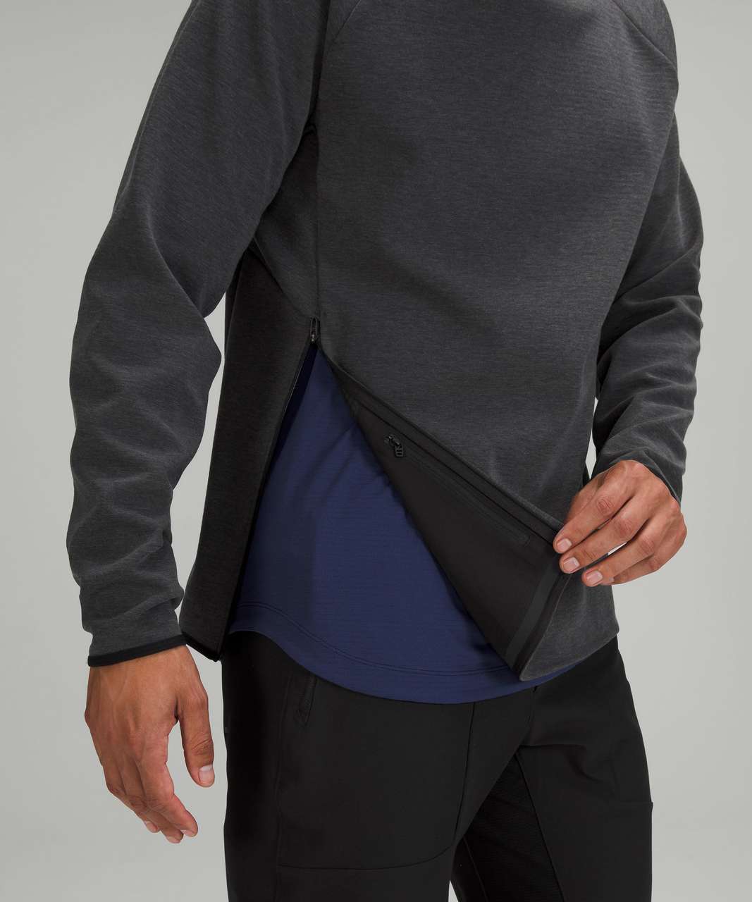 Lululemon GridLiner Fleece Hoodie - Heathered Black - lulu fanatics