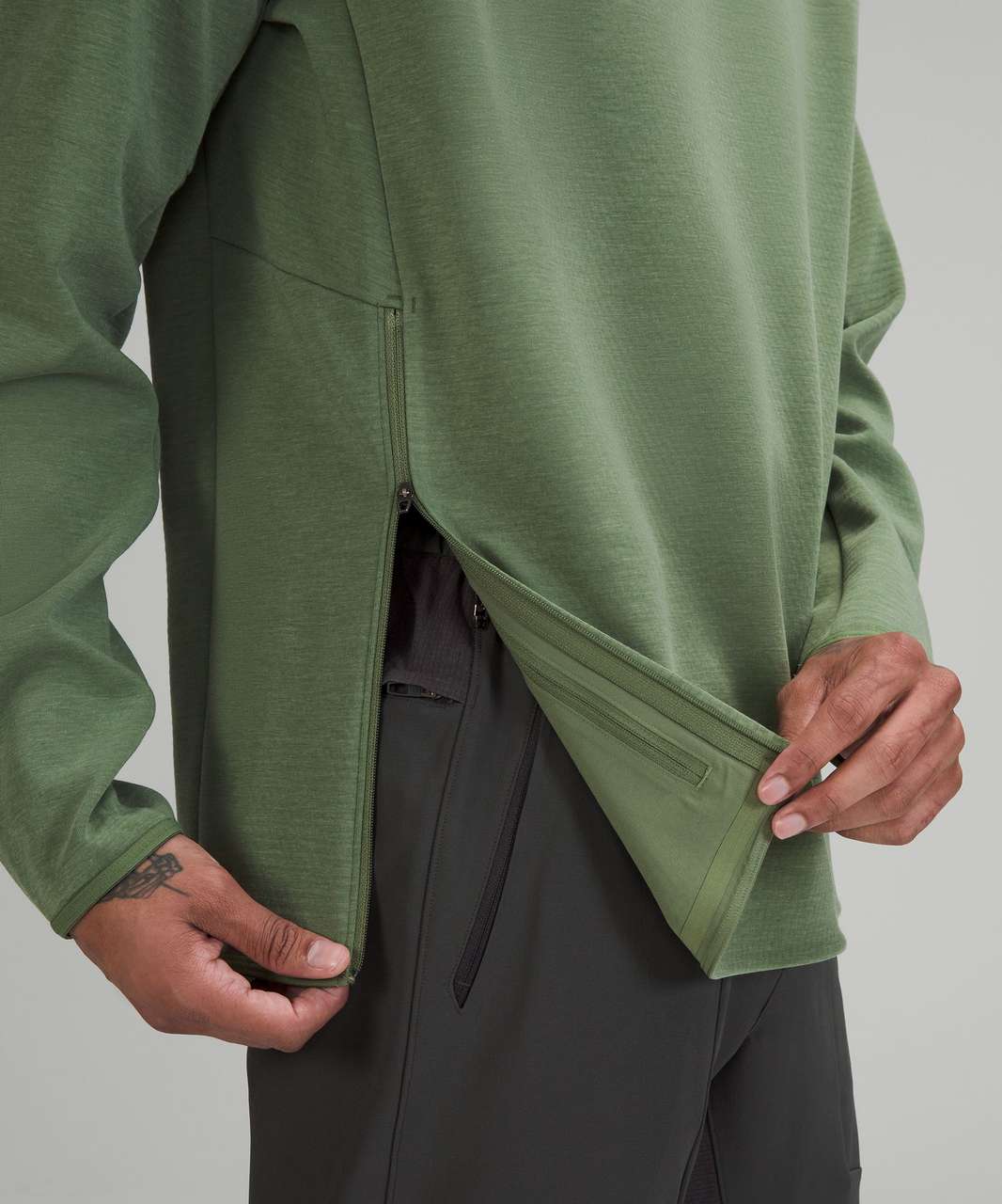 Lululemon GridLiner Fleece Hoodie - Heathered Green Twill - lulu 