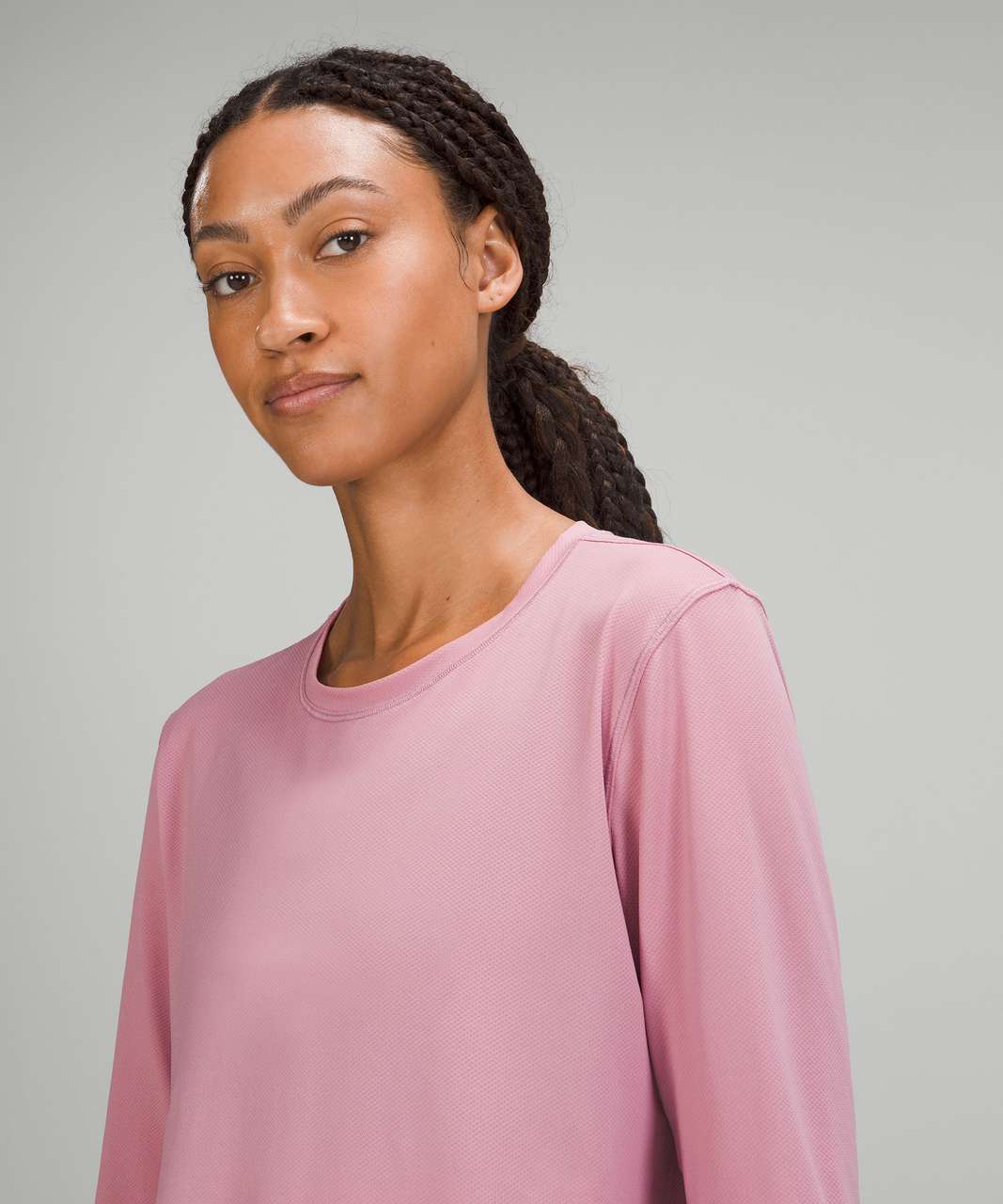 Pale Pink Long Sleeve Crew Neck T-Shirt