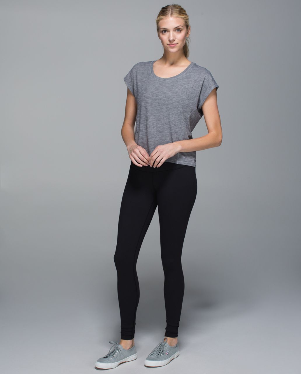 Lululemon Sweaty Or Not Crop Tee - Heathered Slate