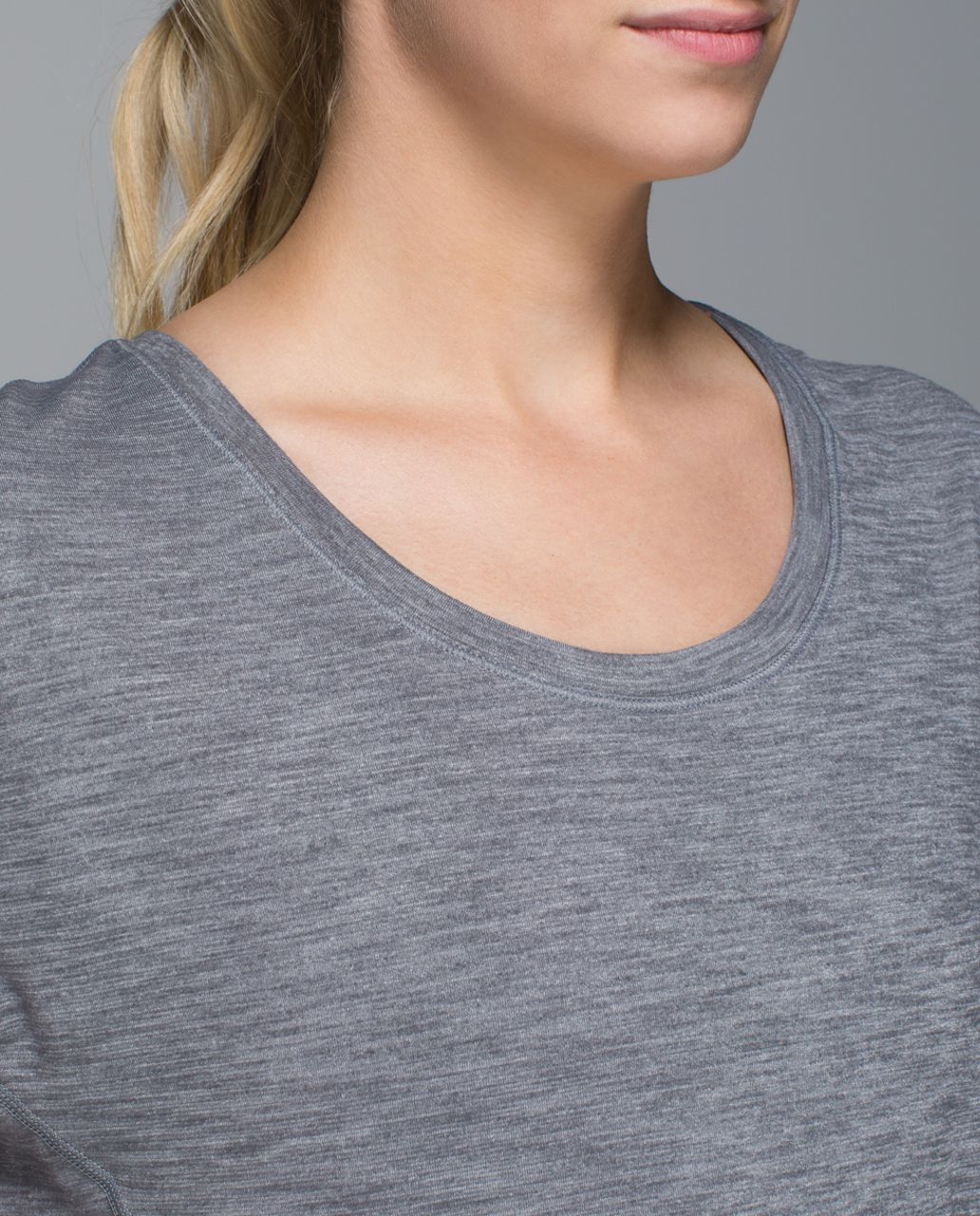 Lululemon Sweaty Or Not Crop Tee - Heathered Slate - lulu fanatics