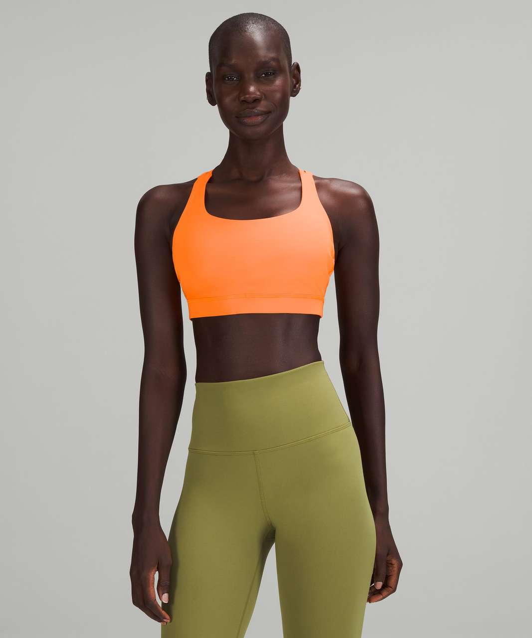 Medium Support Neon Orange Zip Up Sports Bra