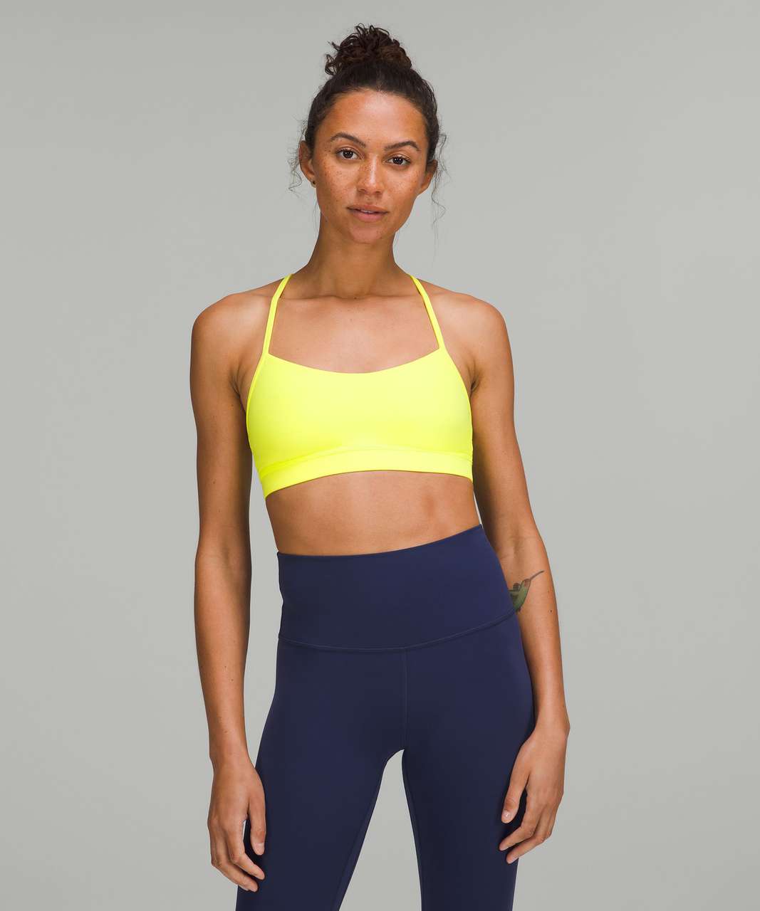 Lululemon Flow Y Bra *Nulu - Twillines Ice Grey Black - lulu fanatics