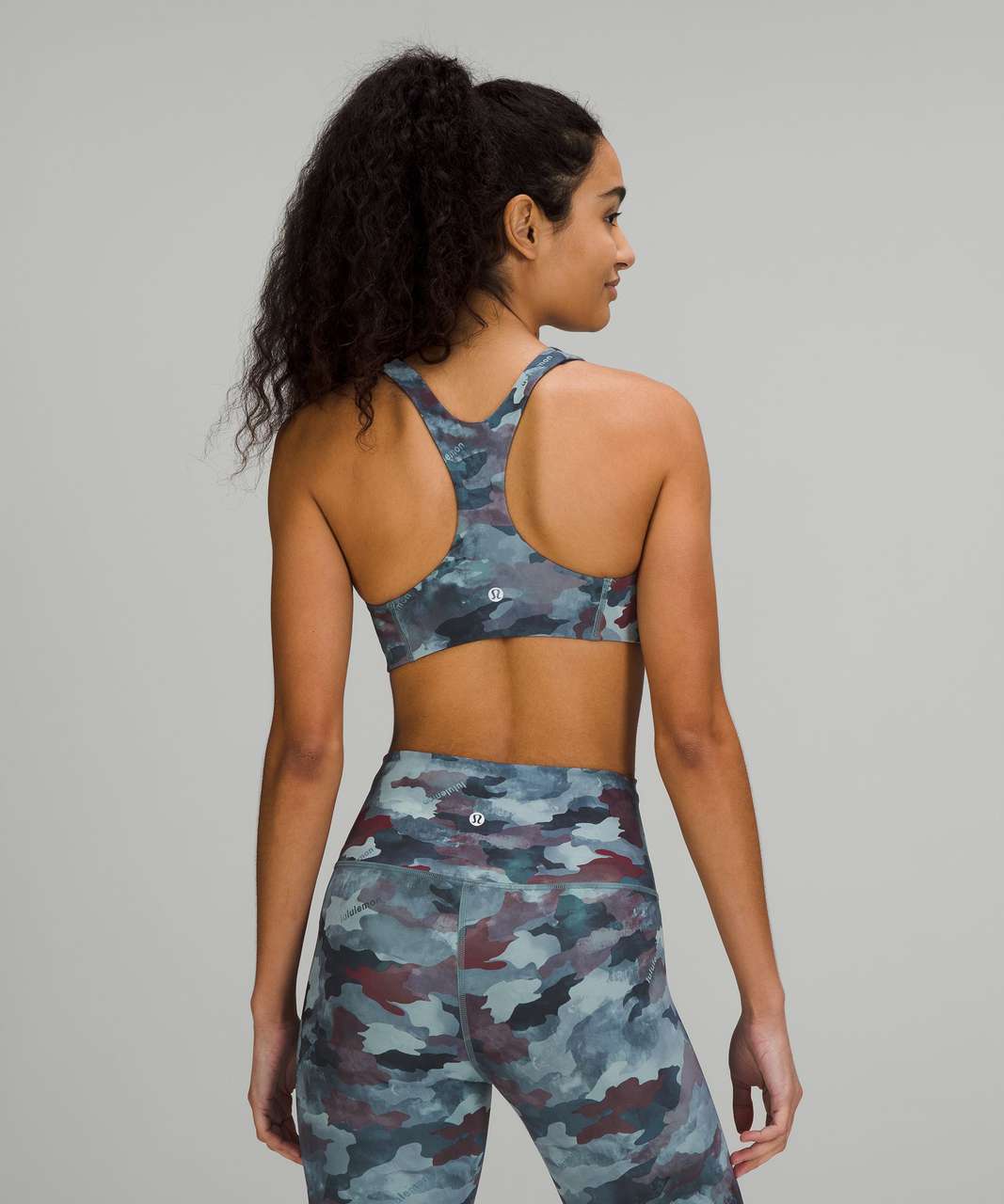 Blue Camouflage Sports Bra-Women's Sports Bra-MYLUXQUEEN