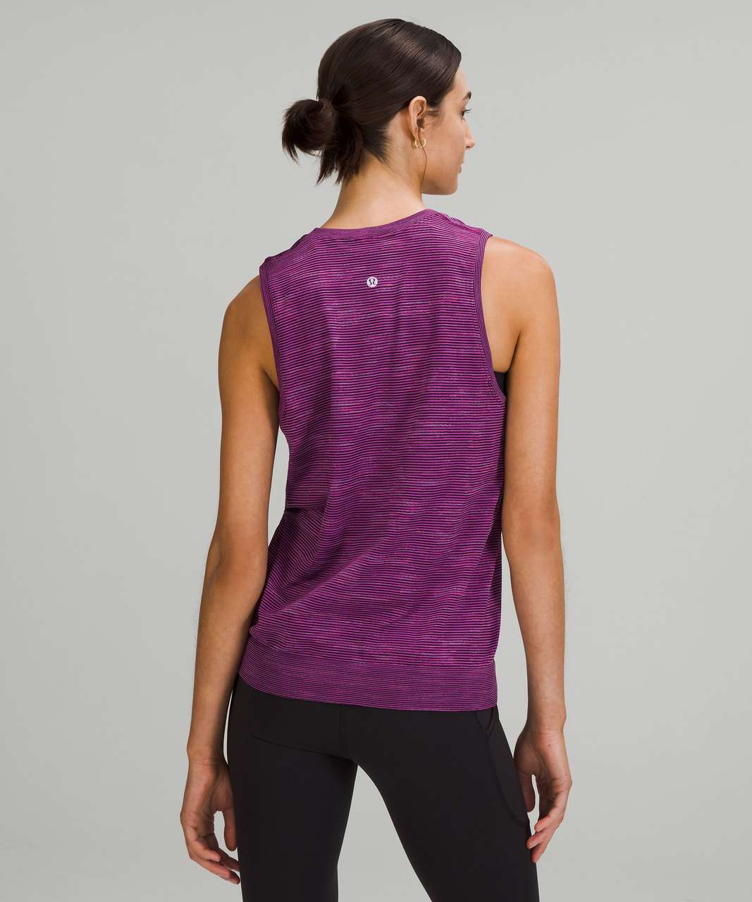 Lululemon Swiftly Relaxed Muscle Tank Top - Chroma Check Stripe Vivid Plum / Black / Vivid Plum Multi