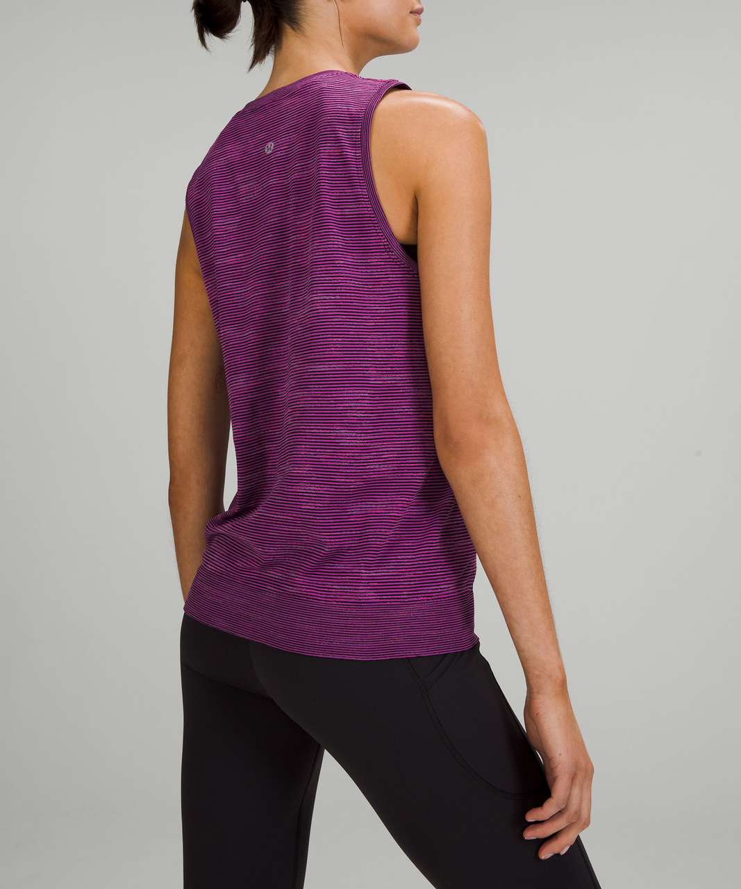 Lululemon Swiftly Relaxed Muscle Tank Top - Chroma Check Stripe Vivid Plum / Black / Vivid Plum Multi