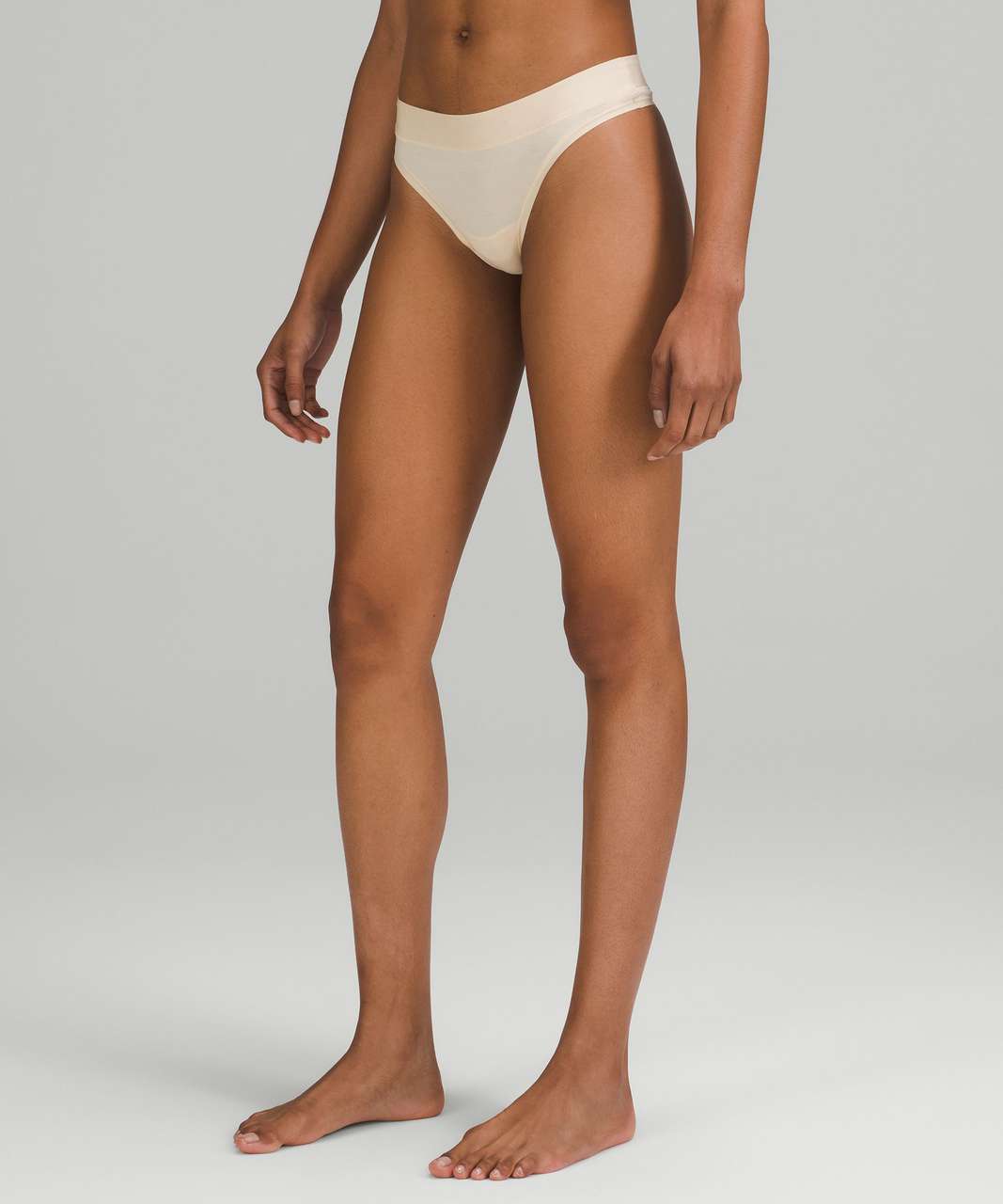 Lululemon UnderEase Mid-Rise Thong Underwear - Pale Linen - lulu