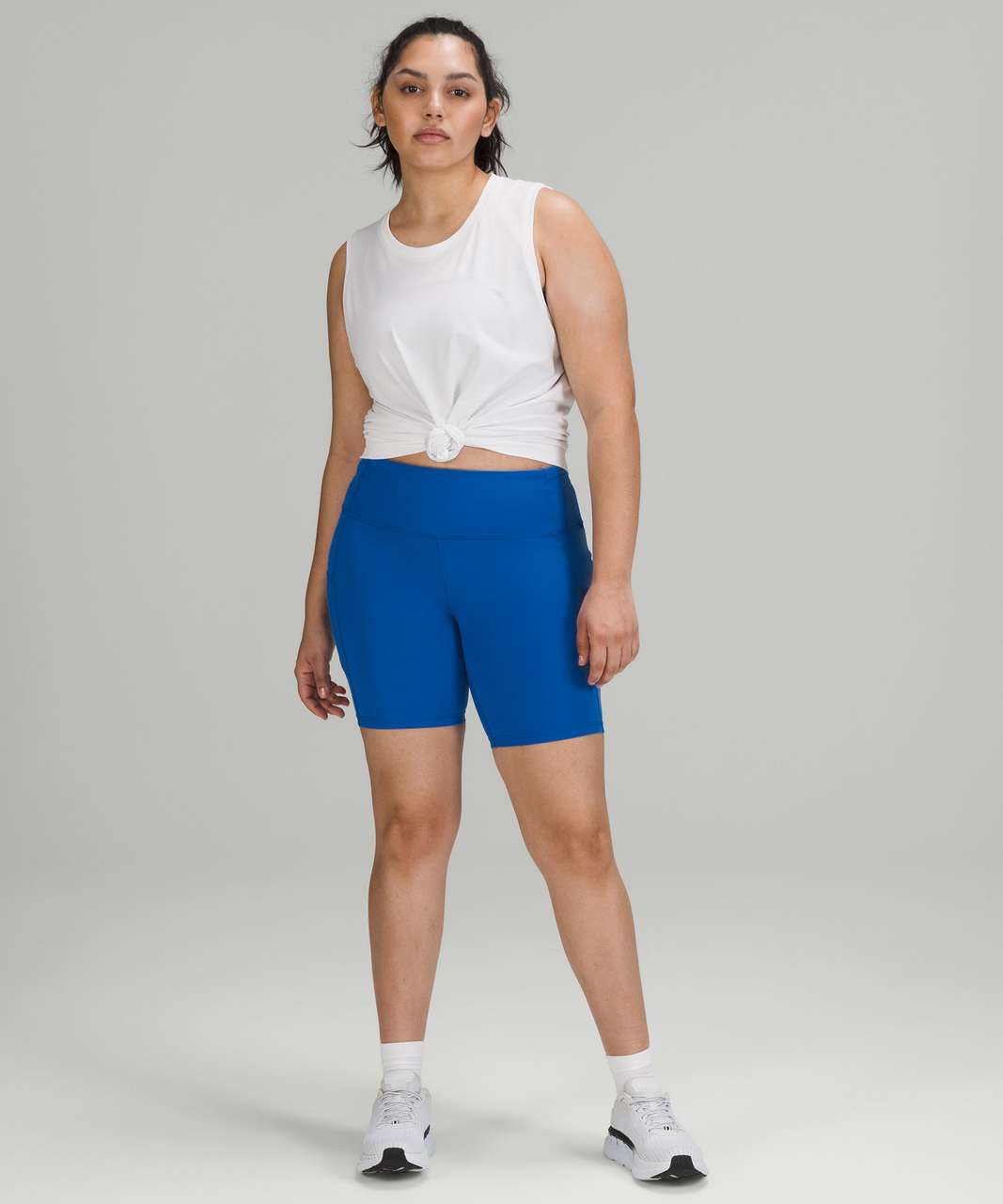 Lululemon Fast Free Short 8” Size 12 City Grit White Blue Fog W