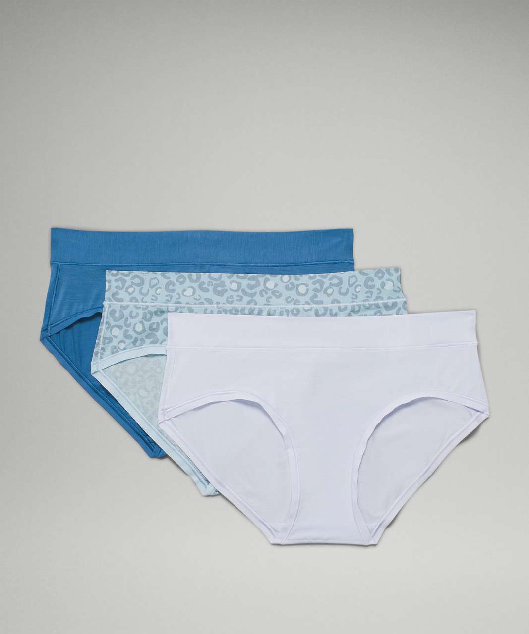 Lululemon UnderEase Mid-Rise Hipster Underwear 3 Pack - Pastel Blue / Soft Denim / Intertwined Print Cirrus Blue Multi