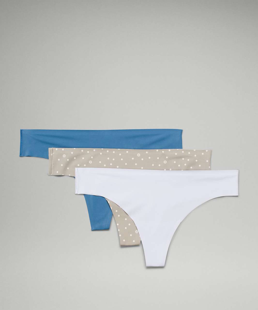 Lululemon InvisiWear Mid-Rise Thong Underwear 3 Pack - Pastel Blue / Soft Denim / Inspirit Polka 2.0 White Opal Riverstone