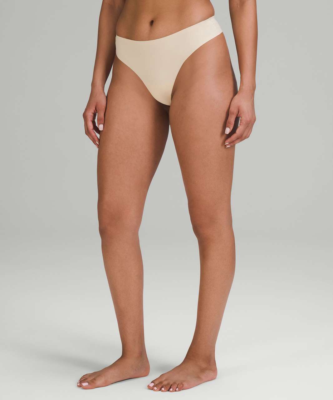 Lululemon InvisiWear Mid-Rise Thong Underwear - Pale Linen - lulu fanatics