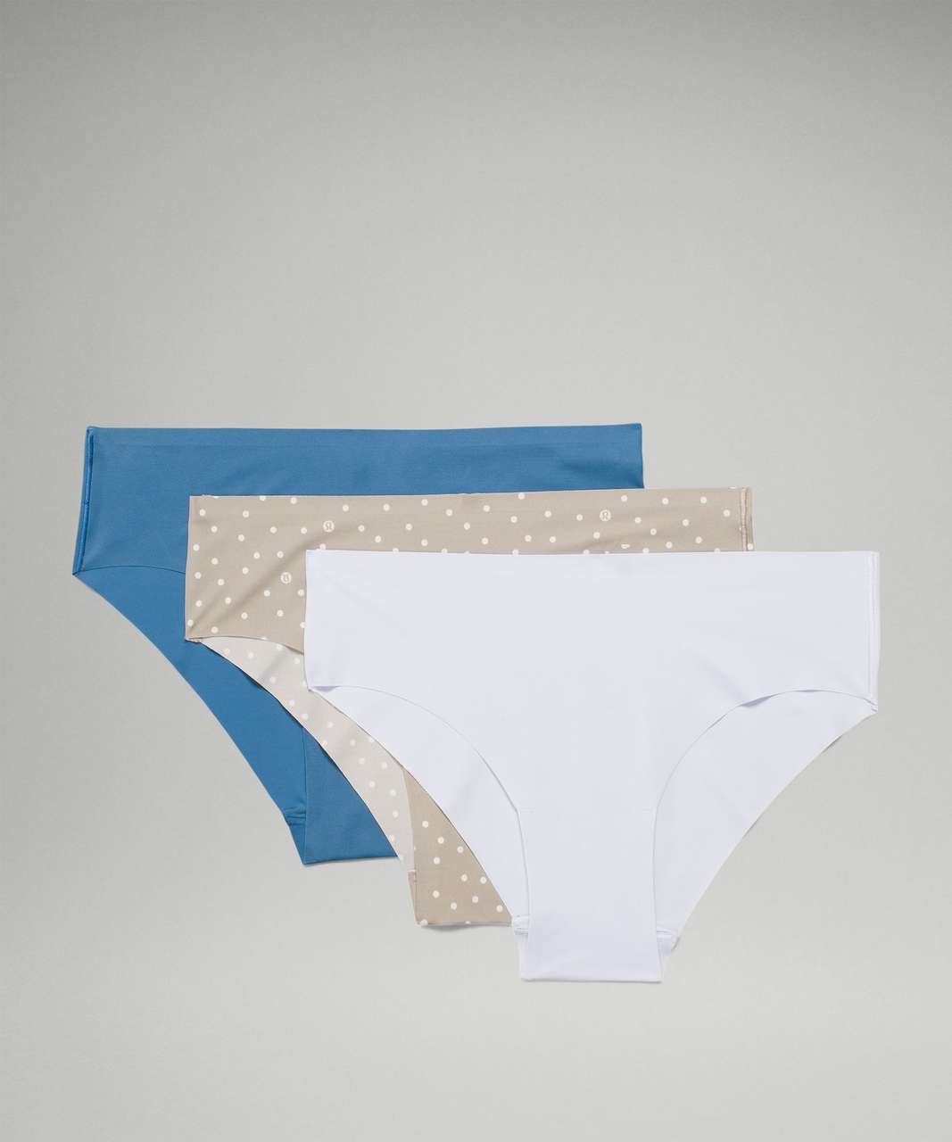 Lululemon InvisiWear Mid-Rise Cheeky Bikini Underwear 3 Pack - Pastel Blue  / Soft Denim / Inspirit Polka 2.0 White Opal Riverstone - lulu fanatics