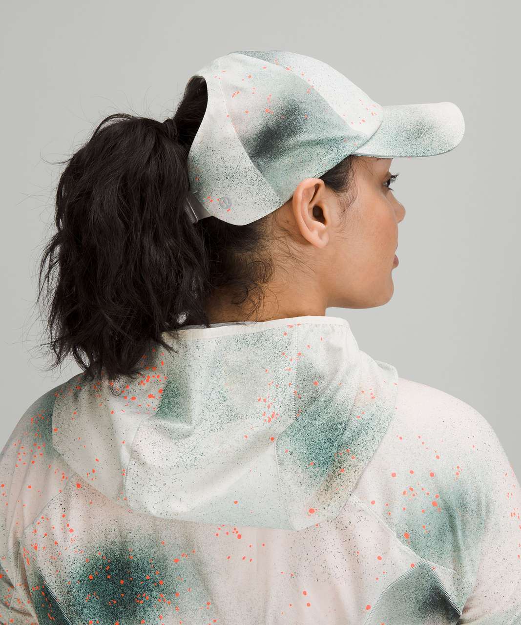 Lululemon Womens Fast and Free Ponytail Running Hat - Spray Camo Silver Blue Multi