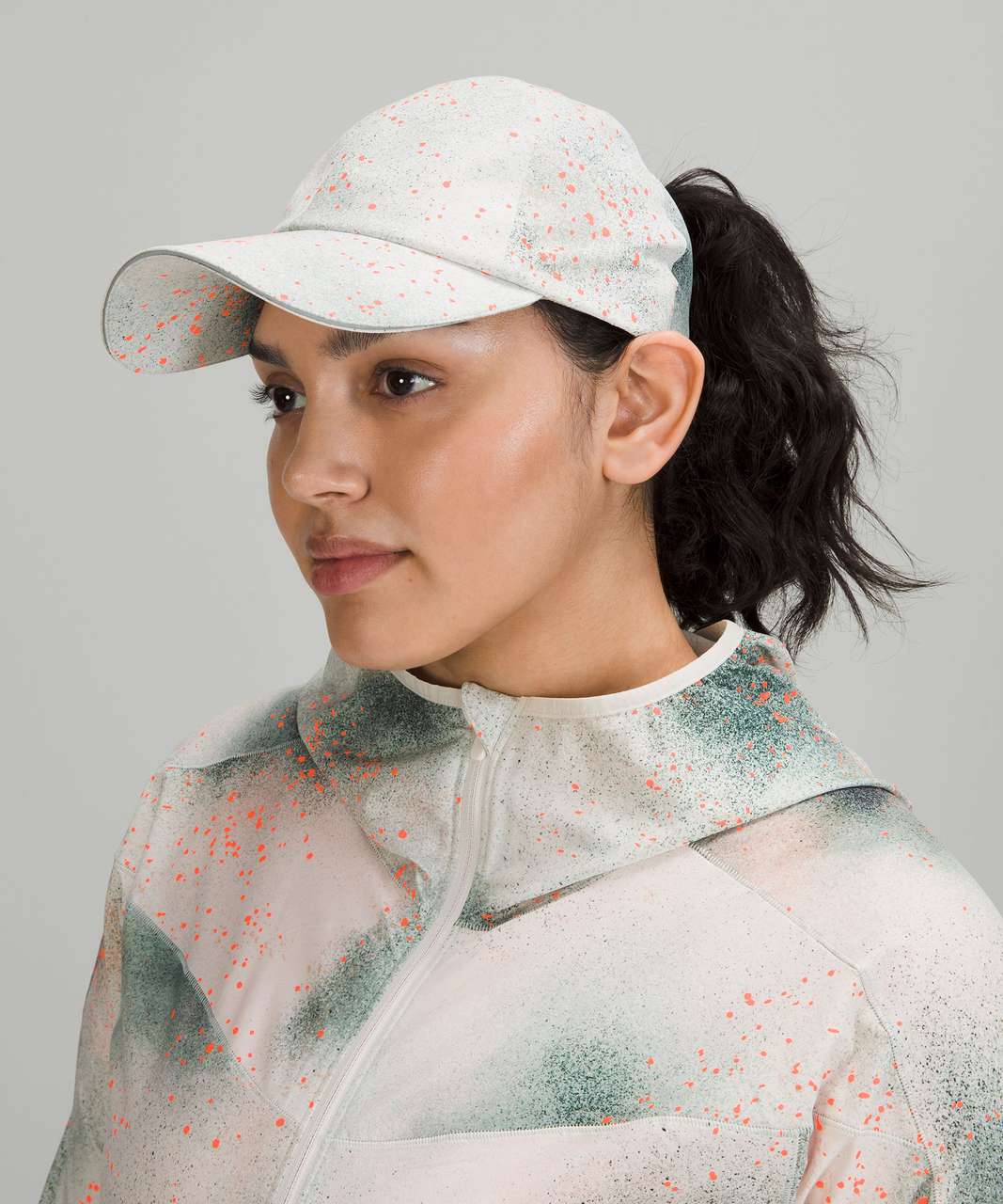Lululemon Womens Fast and Free Ponytail Running Hat - Spray Camo Silver Blue Multi