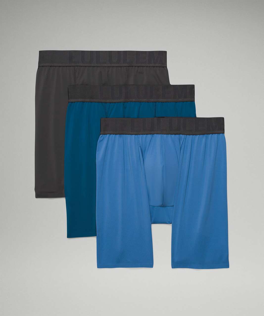 Lululemon Built to Move Boxer 5" 3 Pack - Graphite Grey / Soft Denim / Blue Borealis