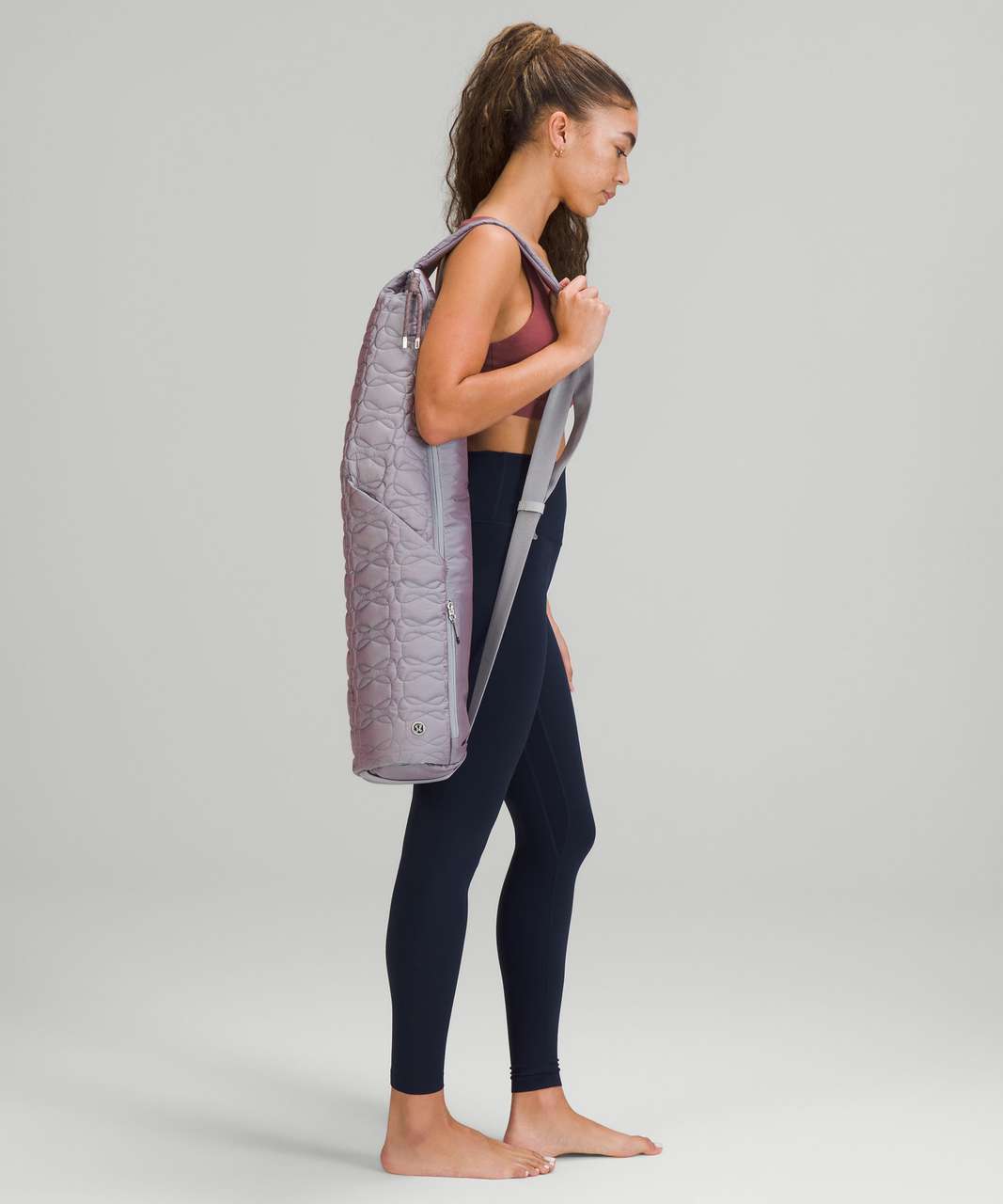 Lululemon Quilted Embrace Yoga Bag - Pink Taupe / Icing Blue / Rhino Grey