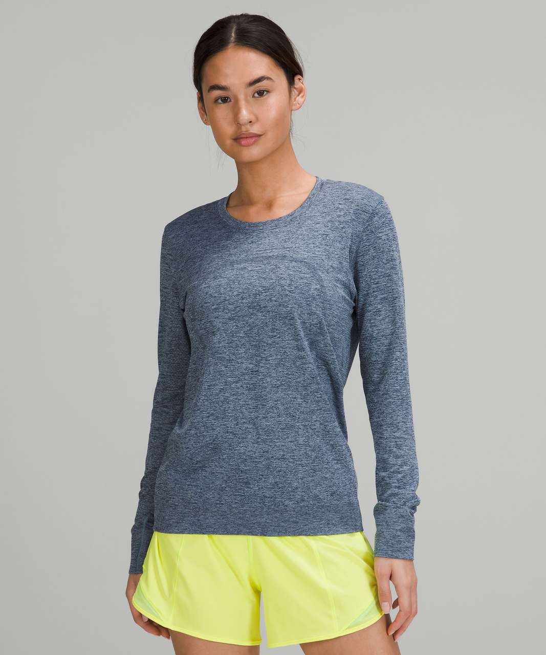 Lululemon Swiftly Relaxed-Fit Long Sleeve Shirt - Covered Camo Poolside /  Aero Blue - lulu fanatics