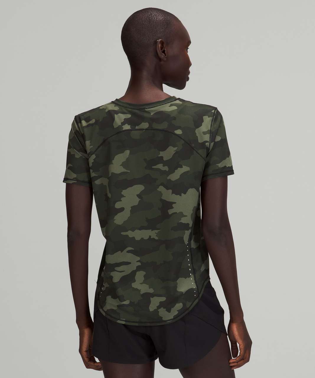 Lululemon High-Neck Running and Training T-Shirt - Heritage 365 Camo Medium Olive Multi