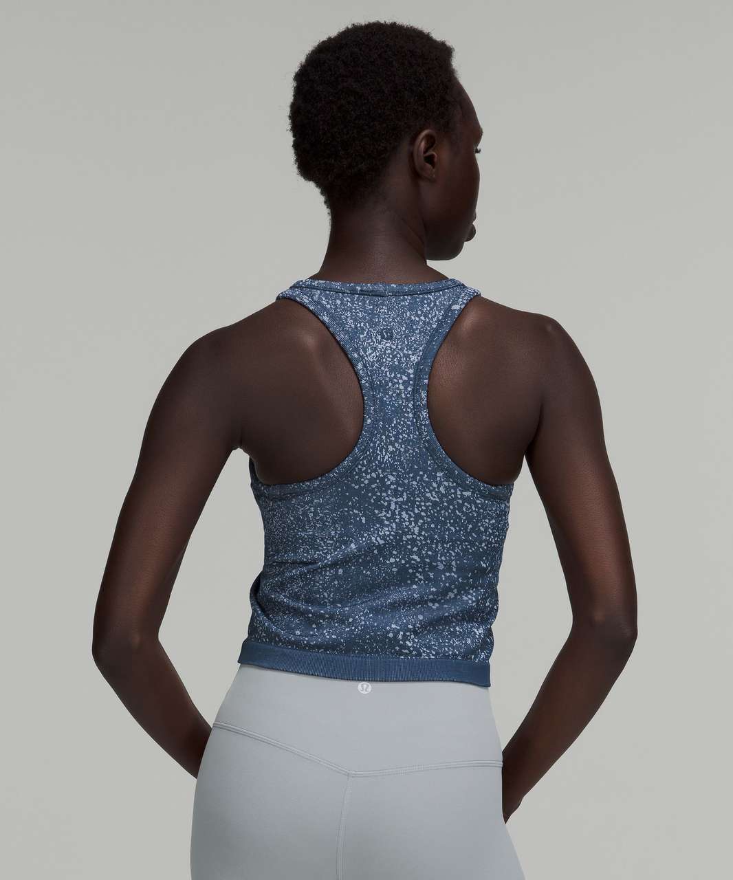 Lululemon Ebb to Street Cropped Racerback Tank Top - Distorted Noise Mineral Blue / Pastel Blue