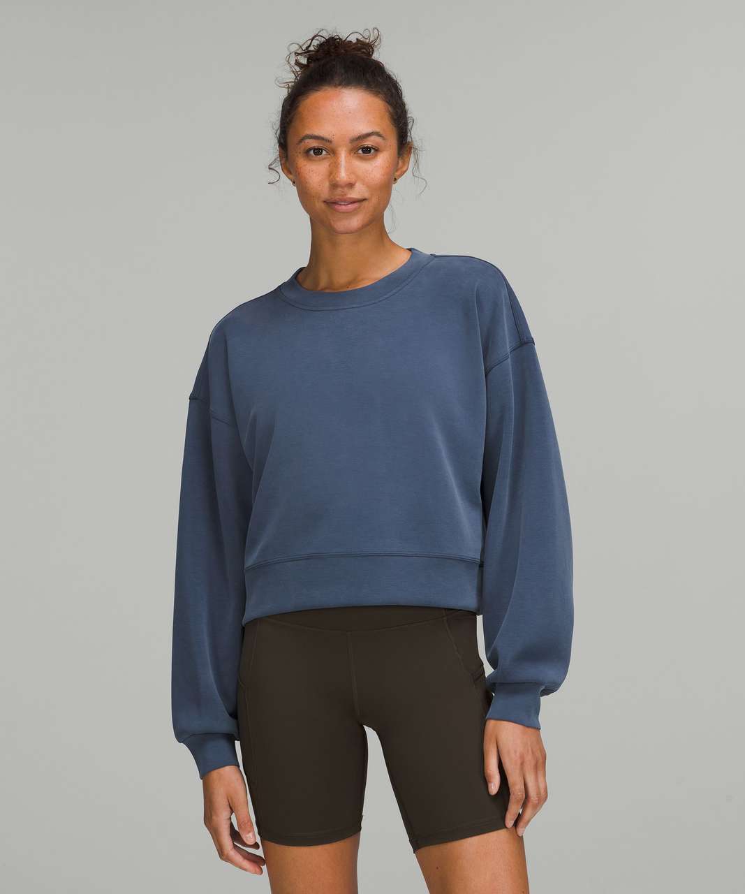 Lululemon Perfectly Oversized Cropped Crew *Softstreme - Mineral Blue - lulu  fanatics