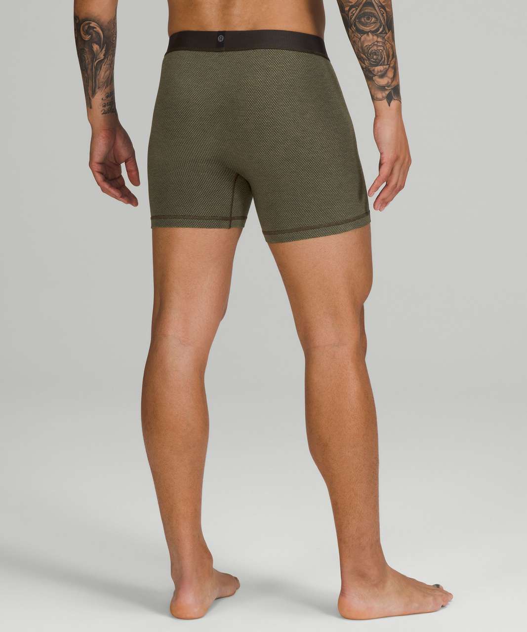 Lululemon Always In Motion Mesh Boxer 5" - Heathered Dark Olive