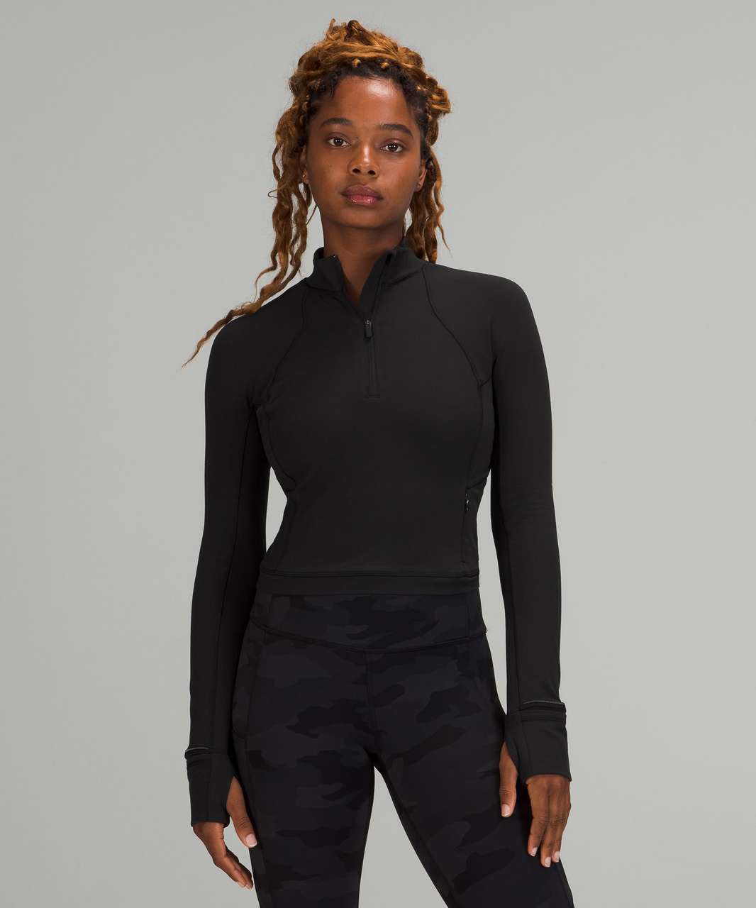 Lululemon Its Rulu Run Cropped Half-Zip - Black - lulu fanatics