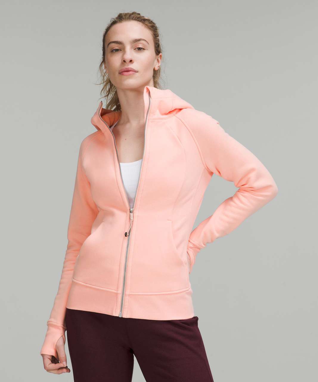 Lululemon Scuba Full Zip Hoodie Heathered Pink - Size 14 $118 USD