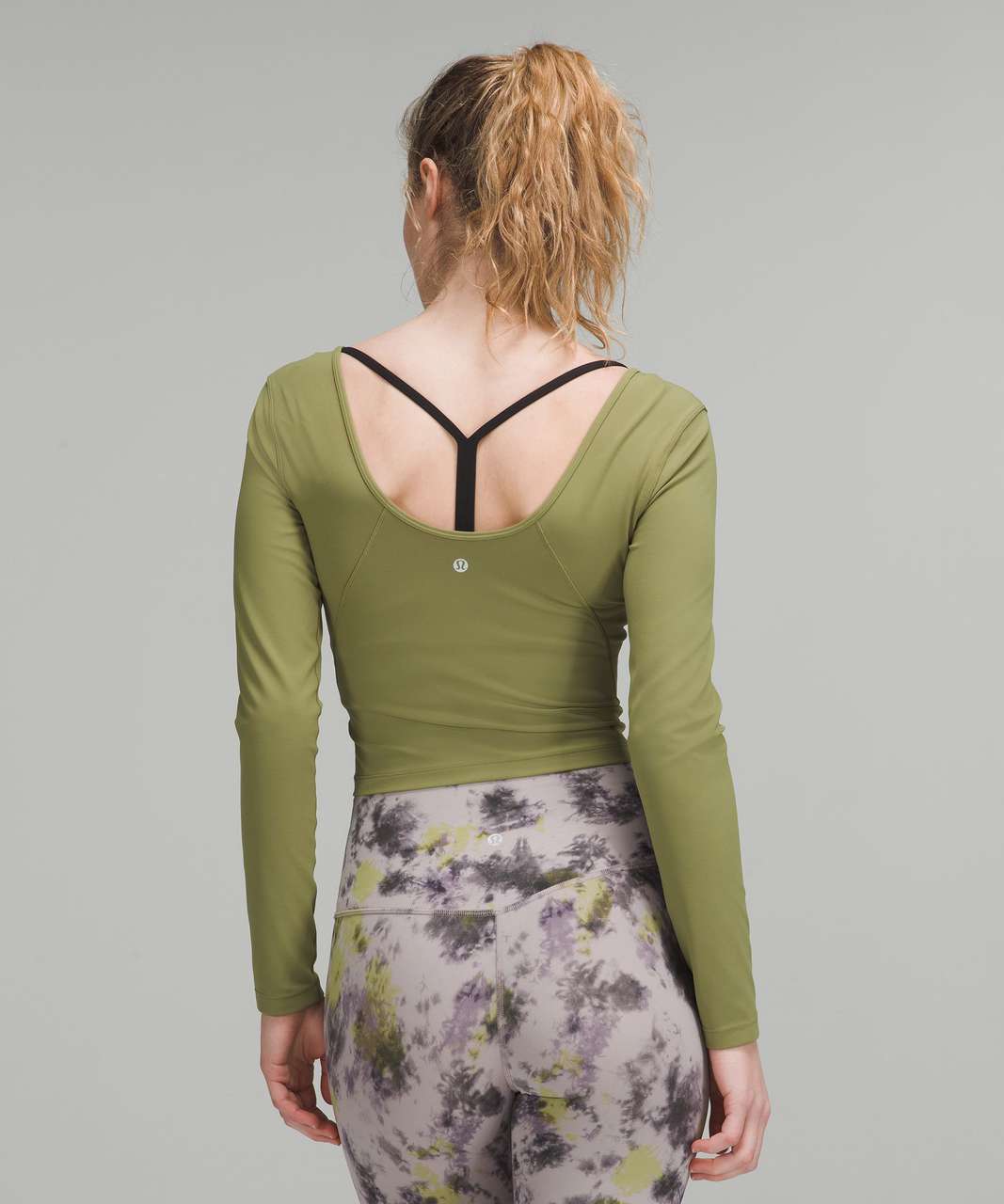 Tender Touch Olive Green Long Sleeve Crop Top