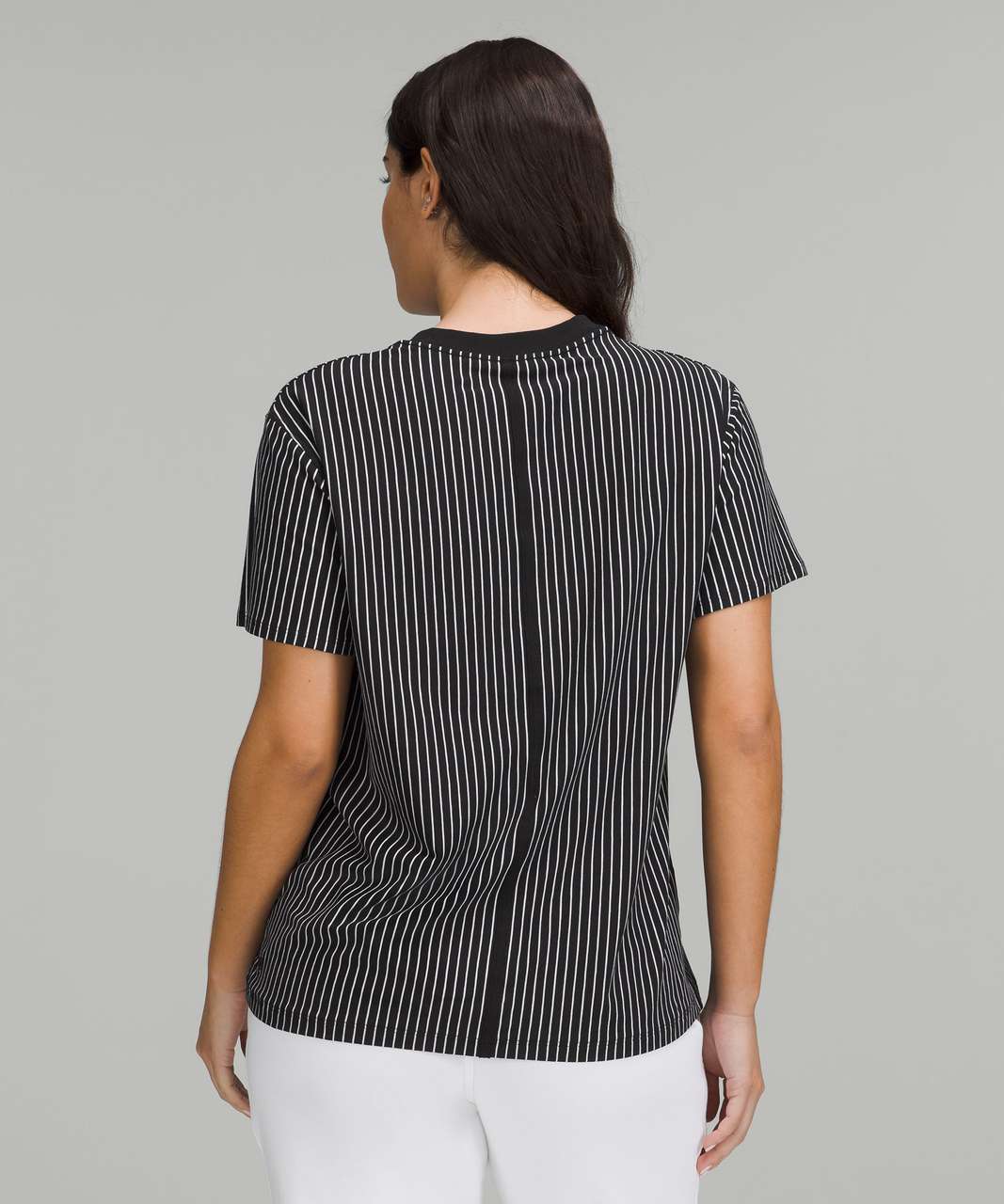 Lululemon All Yours Cotton T-Shirt - Vertical Parallel Stripe Black White -  lulu fanatics