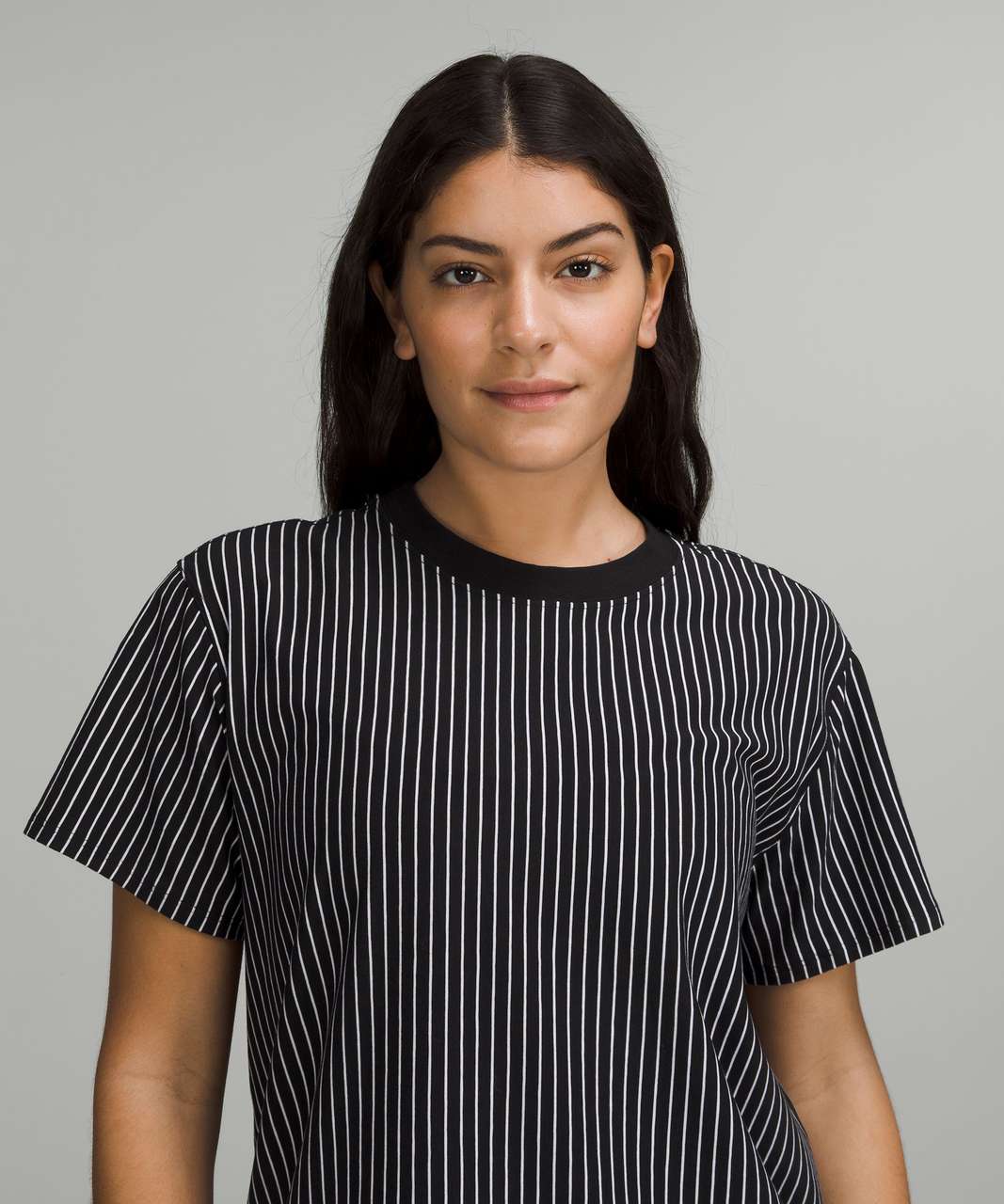 Lululemon All Yours Cotton T-Shirt - Vertical Parallel Stripe Black White