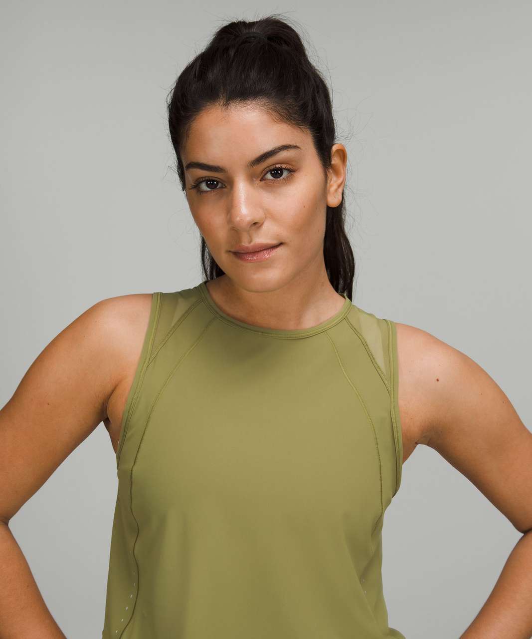 Lululemon Sculpt Cropped Tank Top - Bronze Green - lulu fanatics