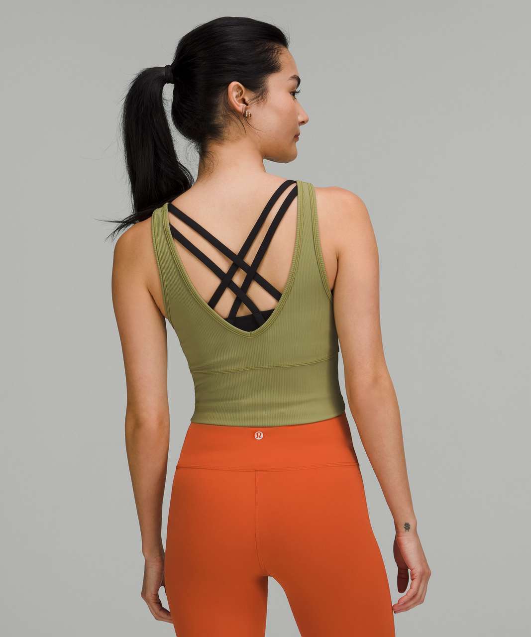 Lululemon Power Pivot Ribbed Tank Top - Bronze Green