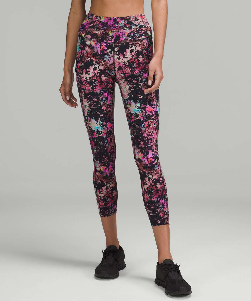 Lululemon Fast and Free High-Rise Crop 23" - Stencil Blossom Red Multi