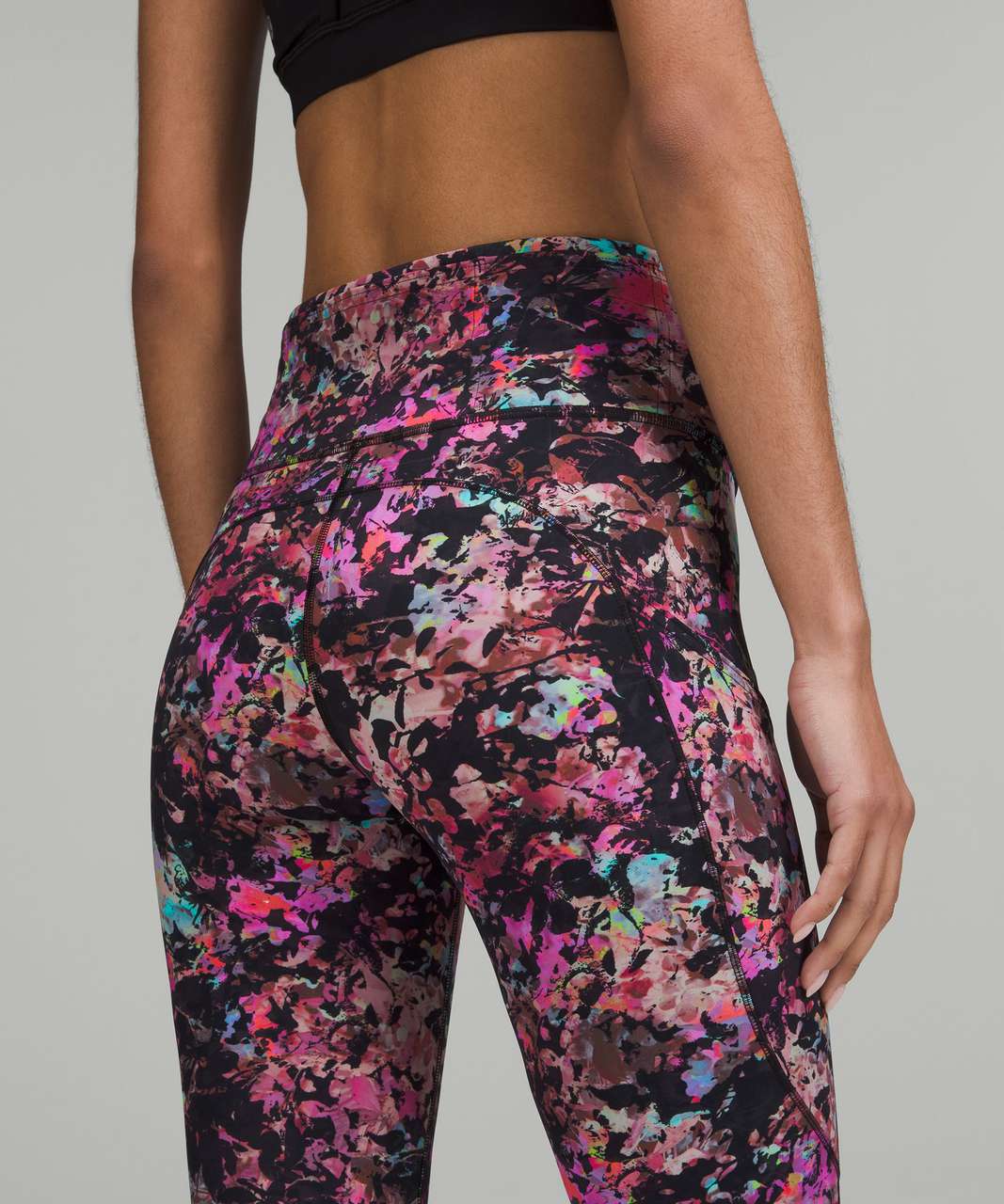 Lululemon Fast and Free High-Rise Crop 23" - Stencil Blossom Red Multi