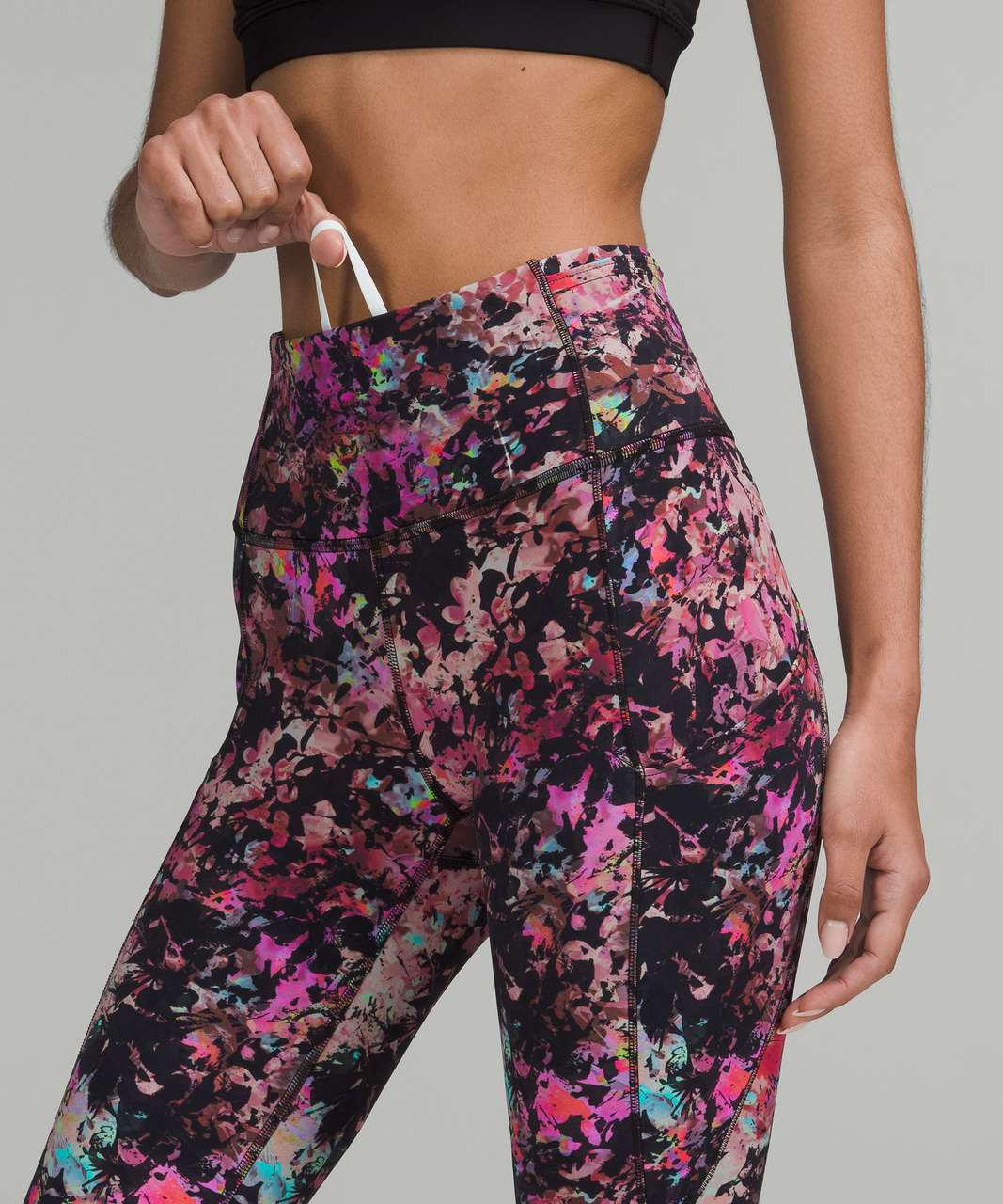 Lululemon Fast and Free High-Rise Crop 23" - Stencil Blossom Red Multi