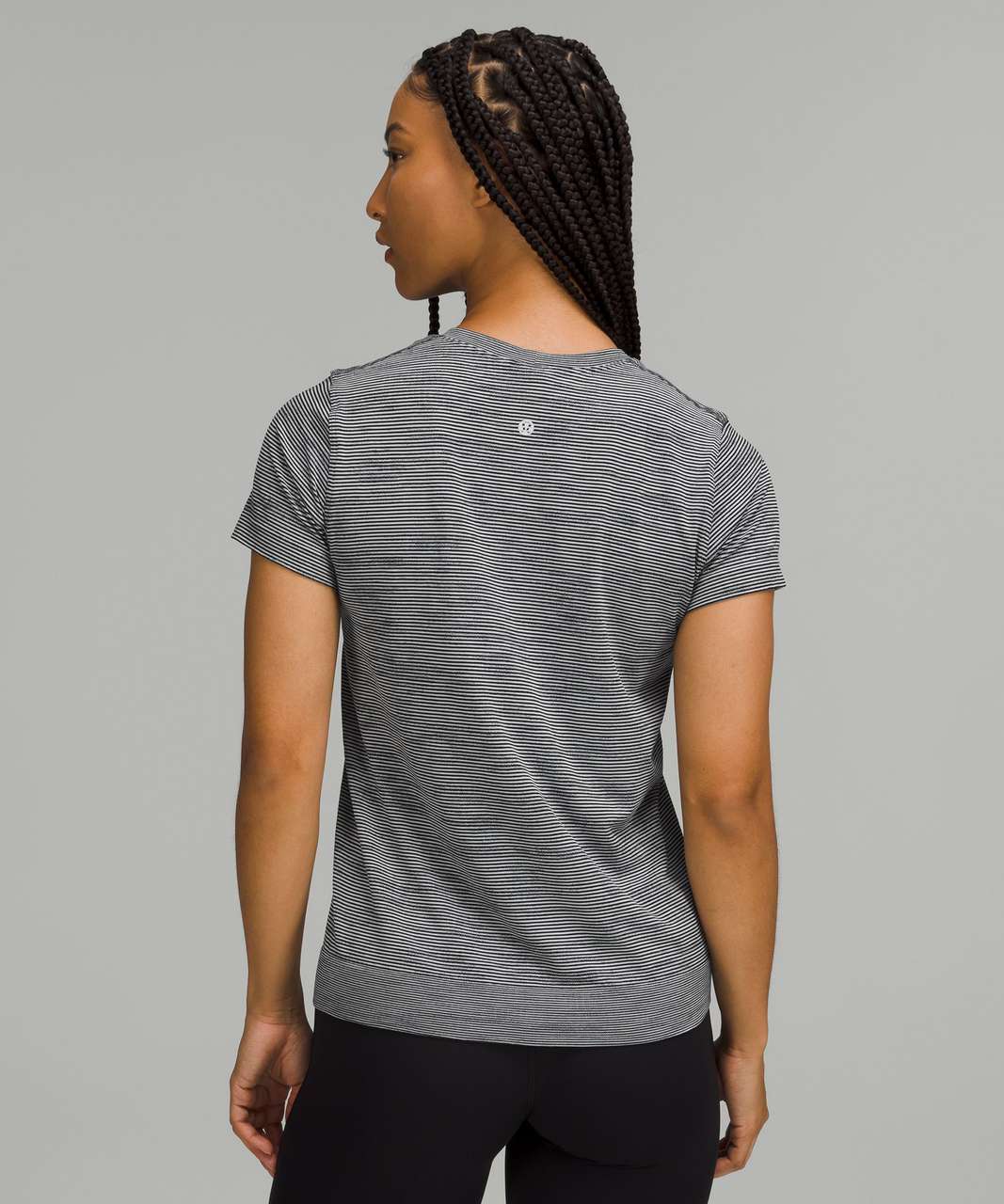Lululemon Swiftly Relaxed Short Sleeve T-Shirt - Chroma Check Stripe Alpine White / Black / Grey Multi