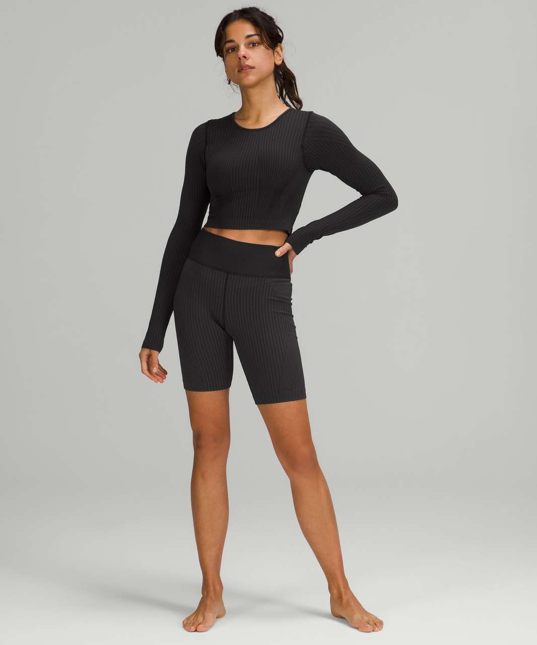 Lululemon Ebb to Street Long Sleeve Shirt - Rib Map Black