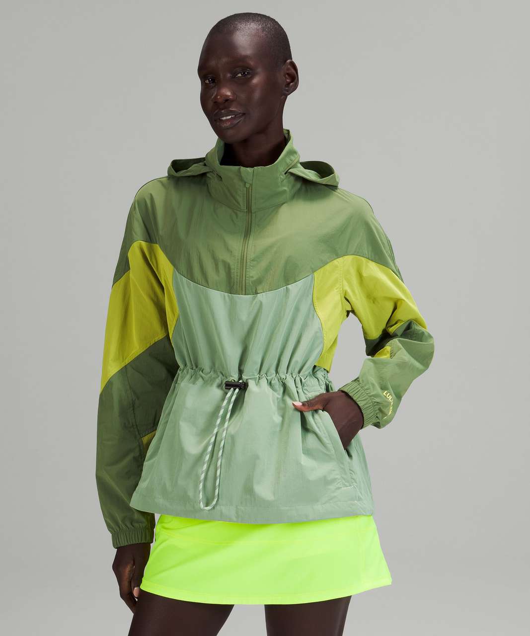 Lululemon Evergreen Anorak - Cedar Green / Electric Lemon / Creamy 