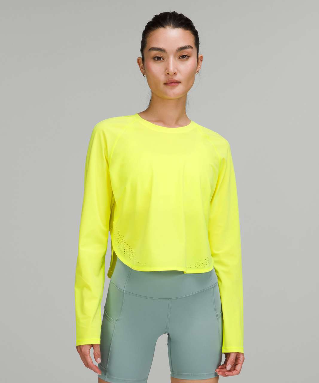 Lululemon Crew Neck UV Protection Running Long Sleeve Shirt - Electric Lemon