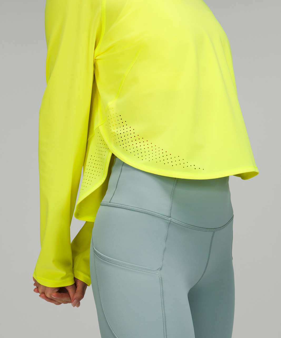 Lululemon Crew Neck UV Protection Running Long Sleeve Shirt - Electric Lemon