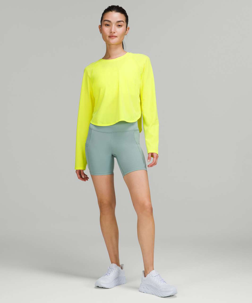 Lululemon Crew Neck UV Protection Running Long Sleeve Shirt - Electric Lemon