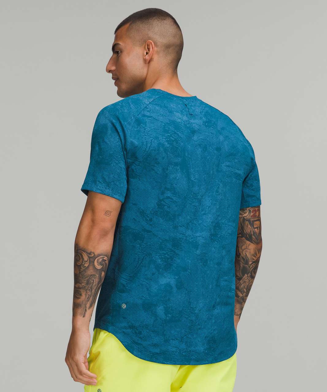 Lululemon Drysense Training Short Sleeve Shirt - Marble Map Jacquard Blue Borealis Soft Denim