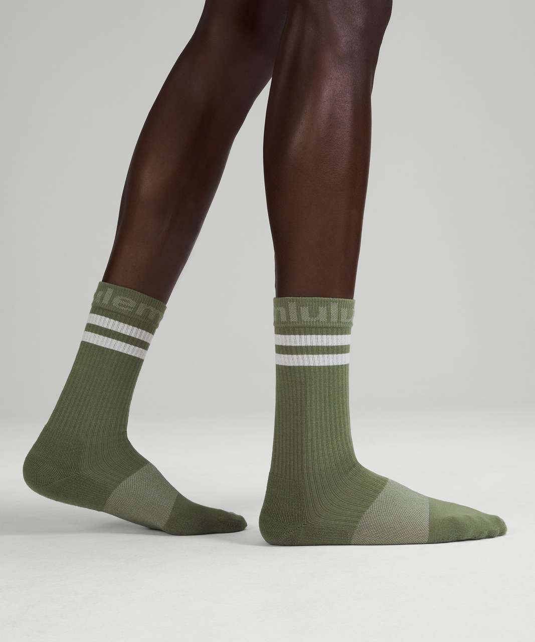 Lululemon Daily Stride Crew Sock 3 Pack *Stripe - Green Twill / Trench / Black