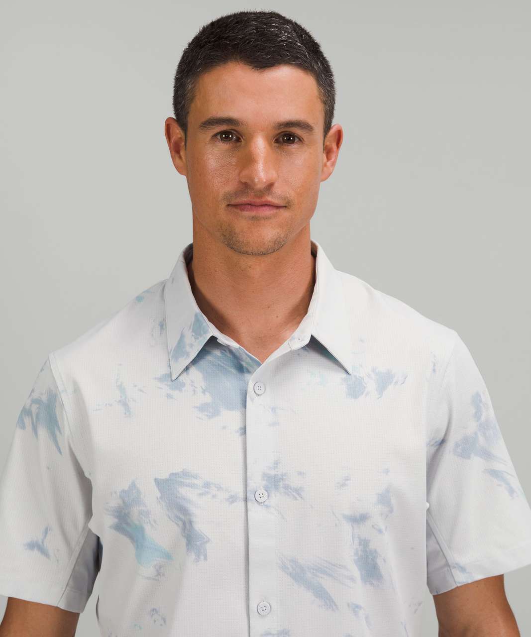 Lululemon Airing Easy Short Sleeve Shirt *Ventlight Mesh - Diffuse Dye Print Blue Multi