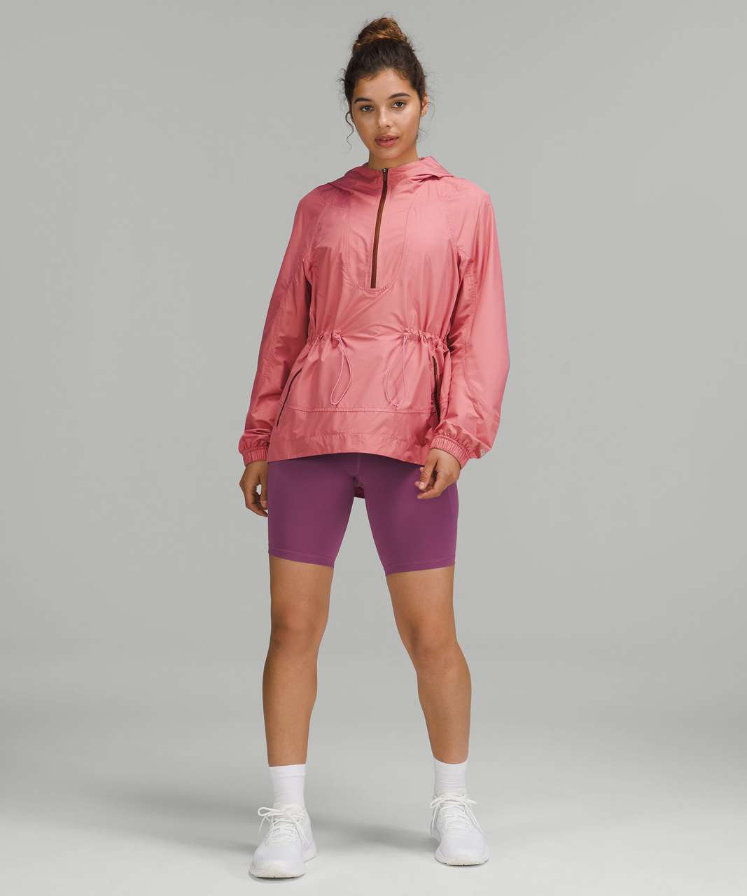 Cinch-Waist Half-Zip Running Jacket