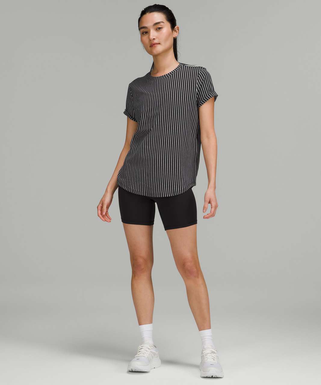 Lululemon Love Crew T-Shirt - Vertical Parallel Stripe Black White - lulu  fanatics