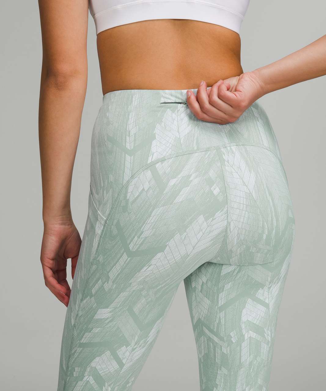 Lululemon Swift Speed High Rise Crop leggings 4 silver green blue jacquard