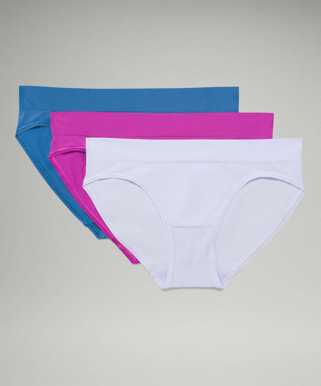 Lululemon Seamless Mid-Rise Bikini Underwear 3 Pack - Pastel Blue / Soft Denim / Vivid Plum