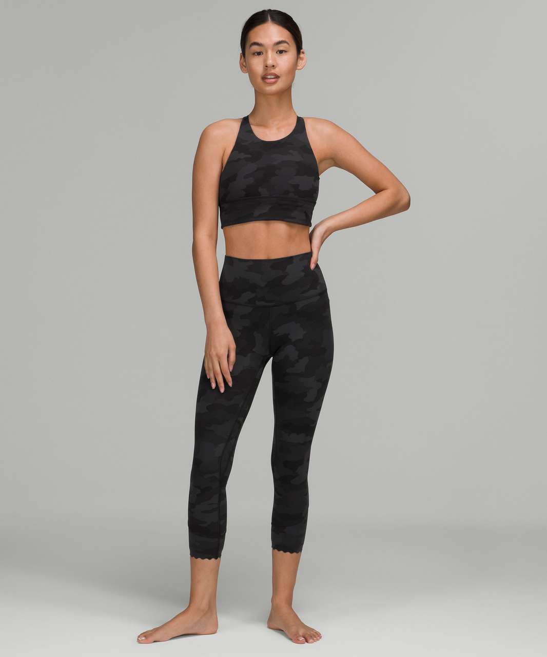 Lululemon Align Scalloped Hem High-Rise Crop 23 - Heritage 365 Camo Deep  Coal Multi - lulu fanatics